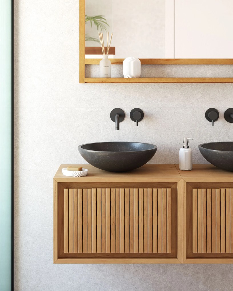 Kave Home - Lavabo da appoggio Delina in terrazzo nero Ã˜ 40 cm