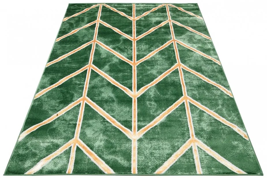 Tappeto moderno verde con un semplice motivo dorato Larghezza: 120 cm | Lunghezza: 170 cm