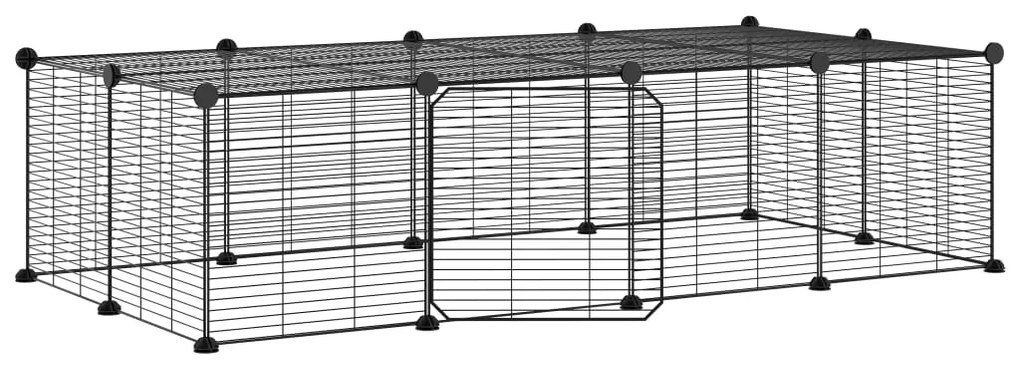 Gabbia per animali 20 pannelli con porta nera 35x35 cm acciaio