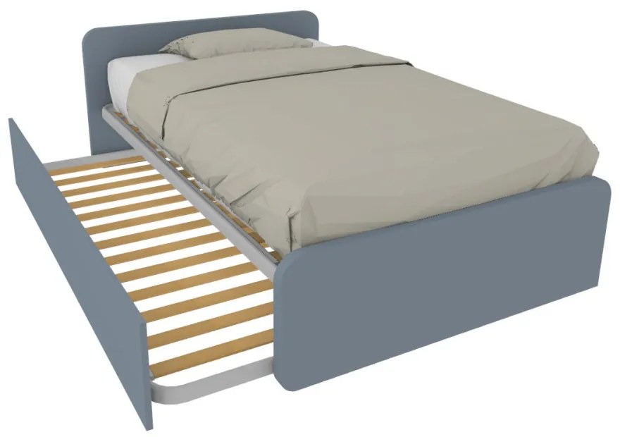 864R - Letto cameretta 120x190 1piazza e mezzo con secondo letto estraibile e testate personalizzabili.Reti incluse