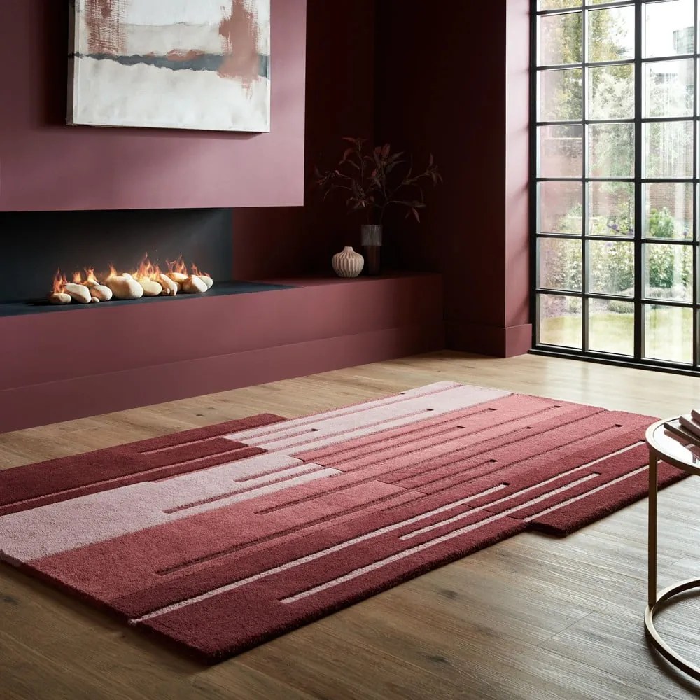 Tappeto in lana bordeaux tessuto a mano 150x240 cm Split Ombre Shaped - Flair Rugs