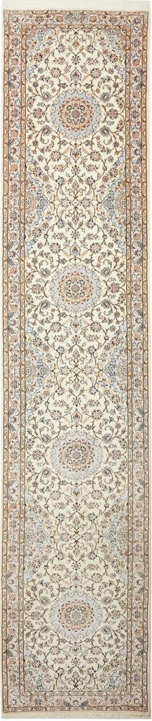Nain Tappeto 90x400 Beige (Iran) Annodato A Mano