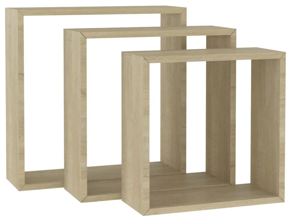 Mensole a cubo 3 pz rovere sonoma