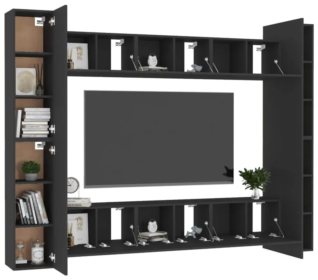 Set mobile tv 10 pz nero in truciolato