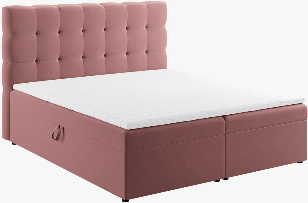 Letto boxspring Mamaia in velluto Bluvel con contenitore e testiera - 140x200 cm