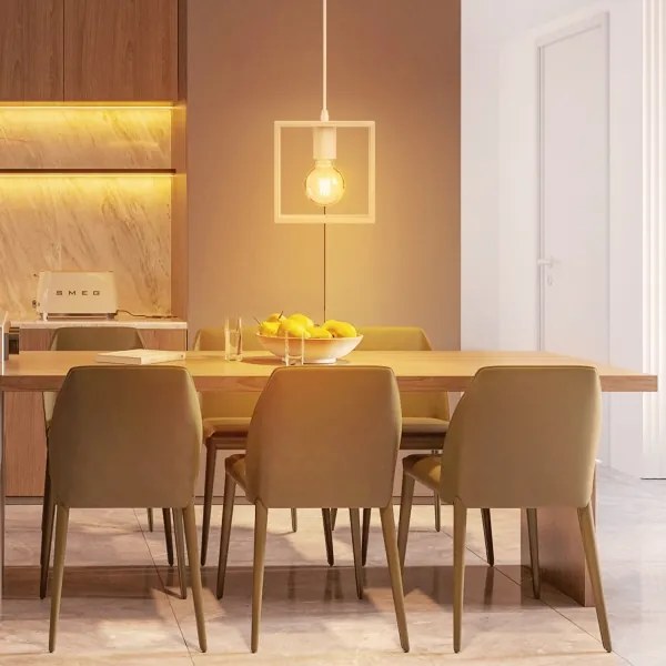 Aigostar - Lampadario sospeso in legno con cavo, 1xE27/60W/230V, pino