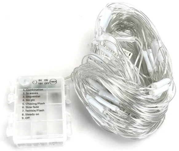 Aigostar - Catena LED natalizia da esterno 200xLED/8 funzioni 6x1,5m IP44 bianco freddo