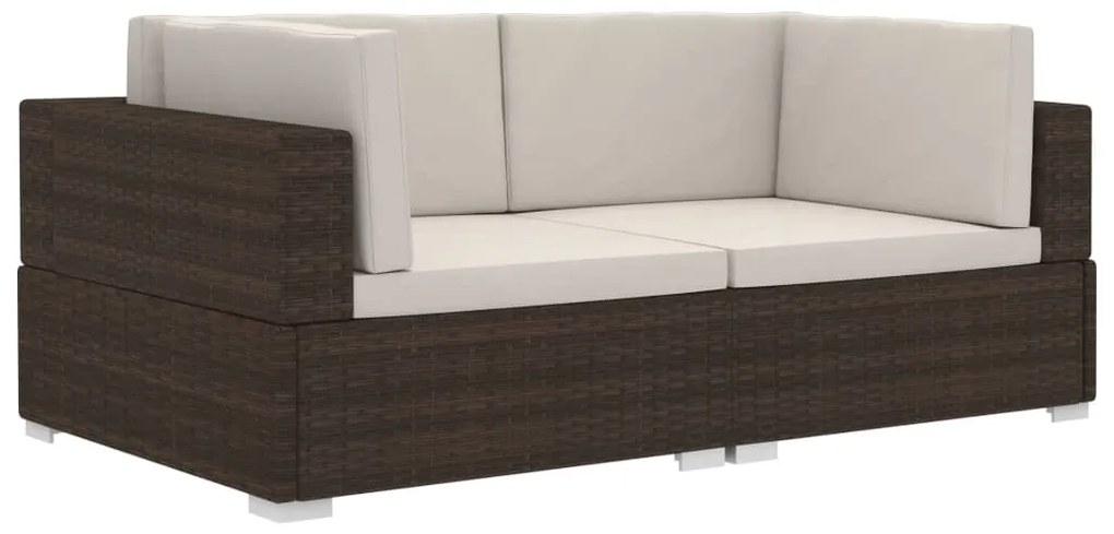 Poltrone modulari ad angolo con cuscini 2 pz polyrattan marrone