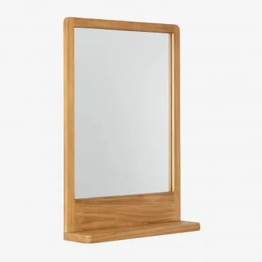 Specchio da parete con mensola in legno di teak (50x70 cm) Mazure - Sklum