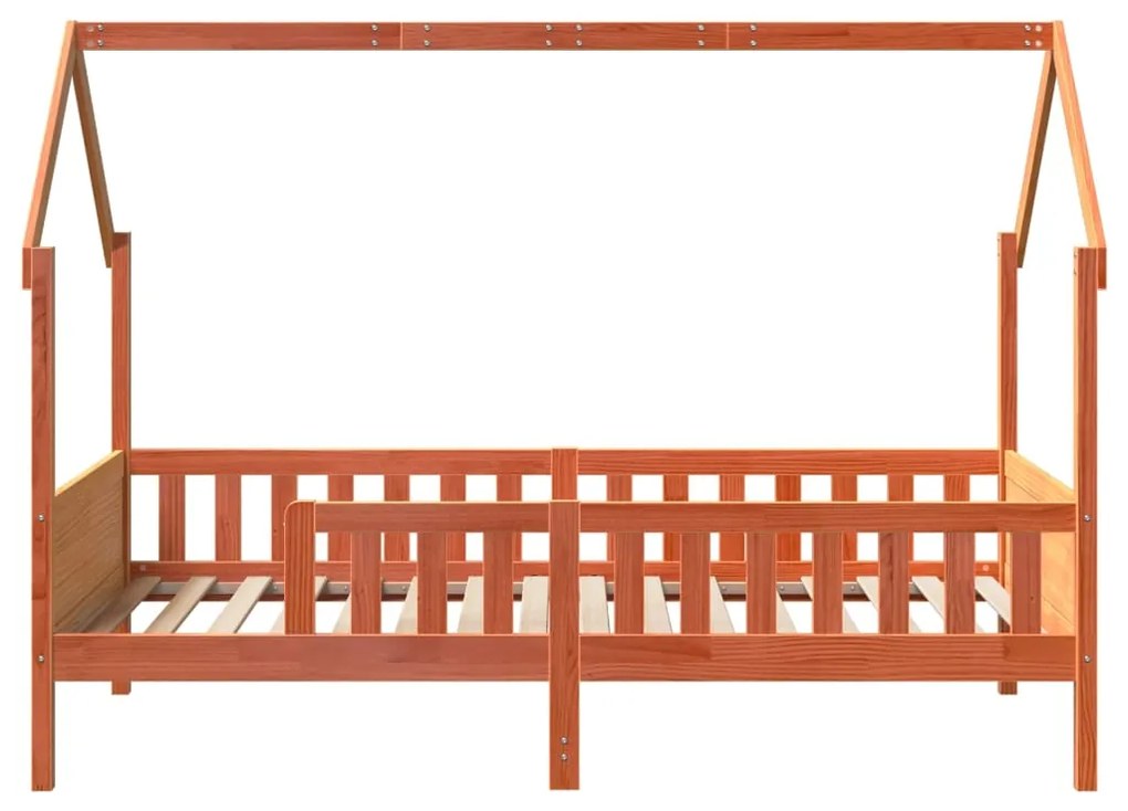 Giroletto casetta bambini marrone cera 90x190 cm massello pino