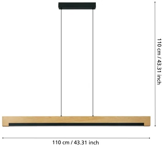 Eglo 901737 - Lampadario a sospensione con filo LED dimmerabile CAMACHO LED/25,5W/230V nero/beige