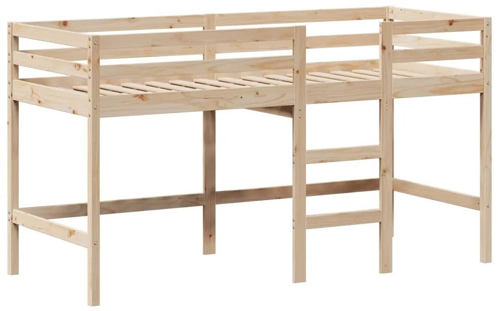 Letto soppalco con scala e tetto 90x200 cm legno massello pino