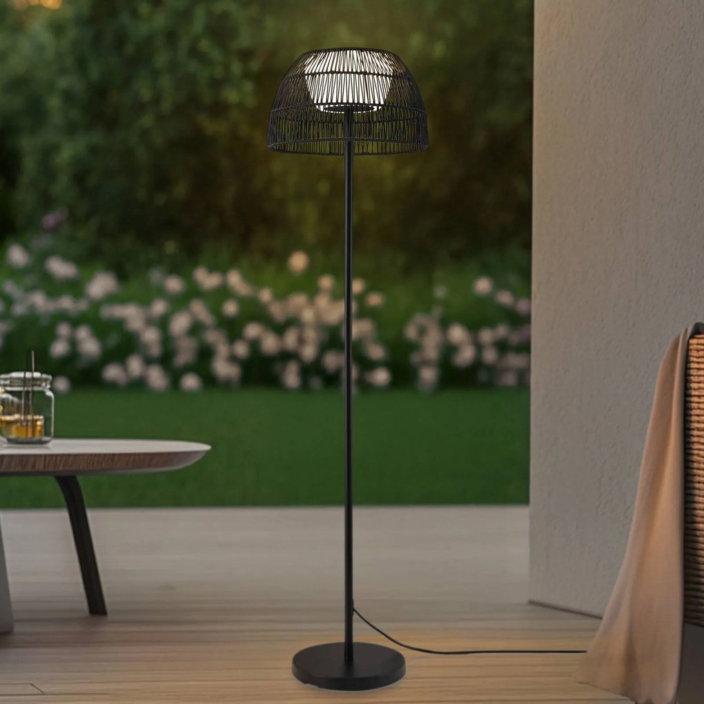 Lucande Lampada da terra da esterno Heribio, nero, ferro, 153 cm