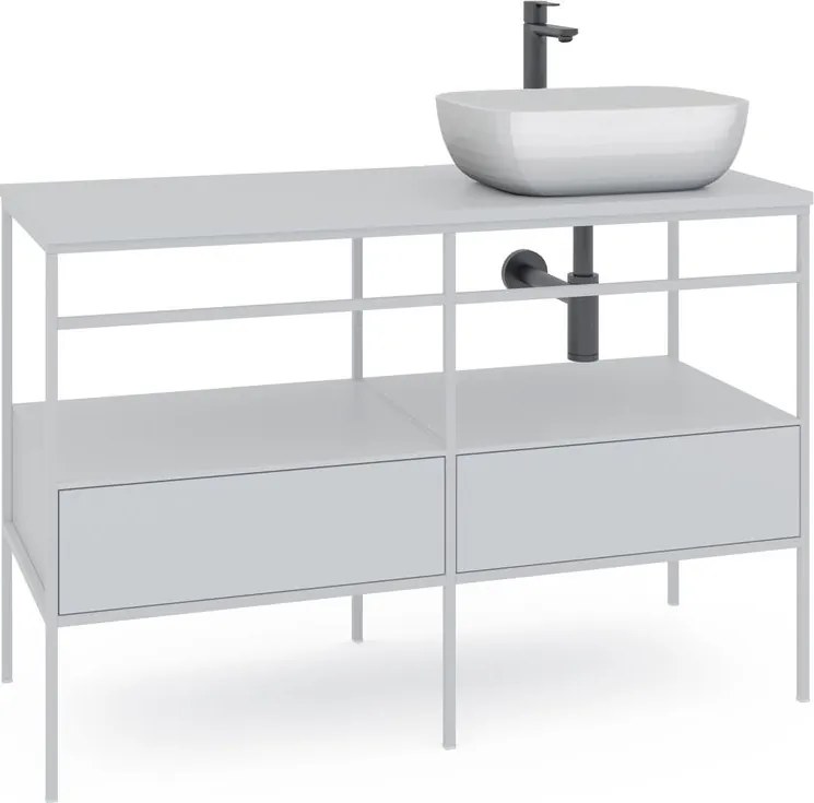 Mobile bagno da terra con lavabo L 120 x H 92 x P 45.5 cm nero 2 cassetti per vasca centrale Outline