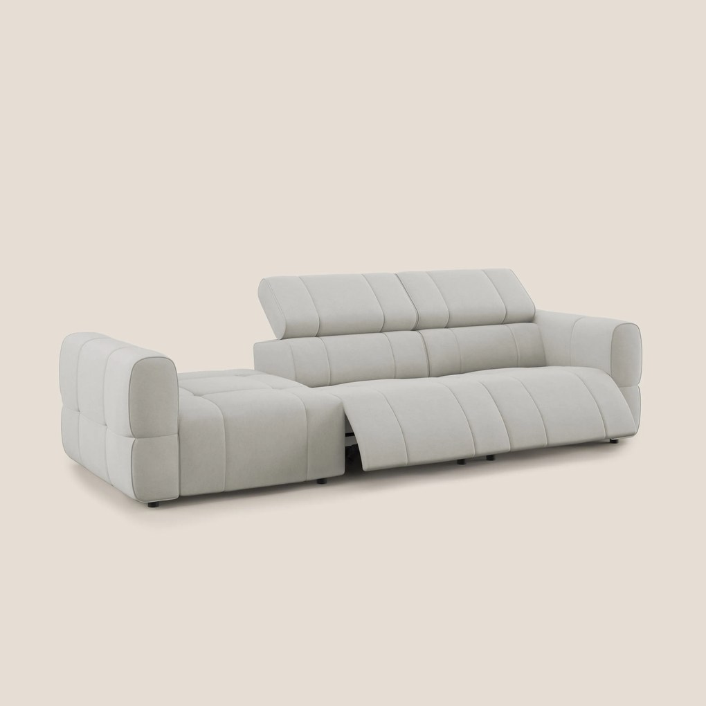 Giotto Divano con terminale e opzione relax elettrico in microfibra effetto velluto impermeabile T09