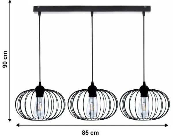 Lampadario a sospensione con filo BOCCA 3xE27/60W/230V