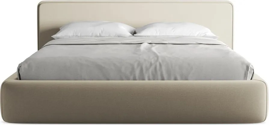 Letto matrimoniale imbottito beige con contenitore con griglia 180x200 cm Kiana - Makamii