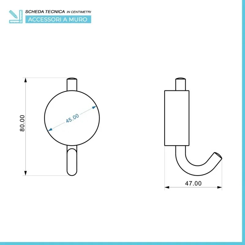 Set accessori a muro 6 pezzi in acciaio cromato e viti incluse Plaza
