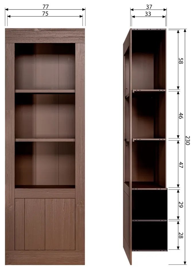 Libreria in legno di pino marrone 78x230 cm Yumi - BePureHome