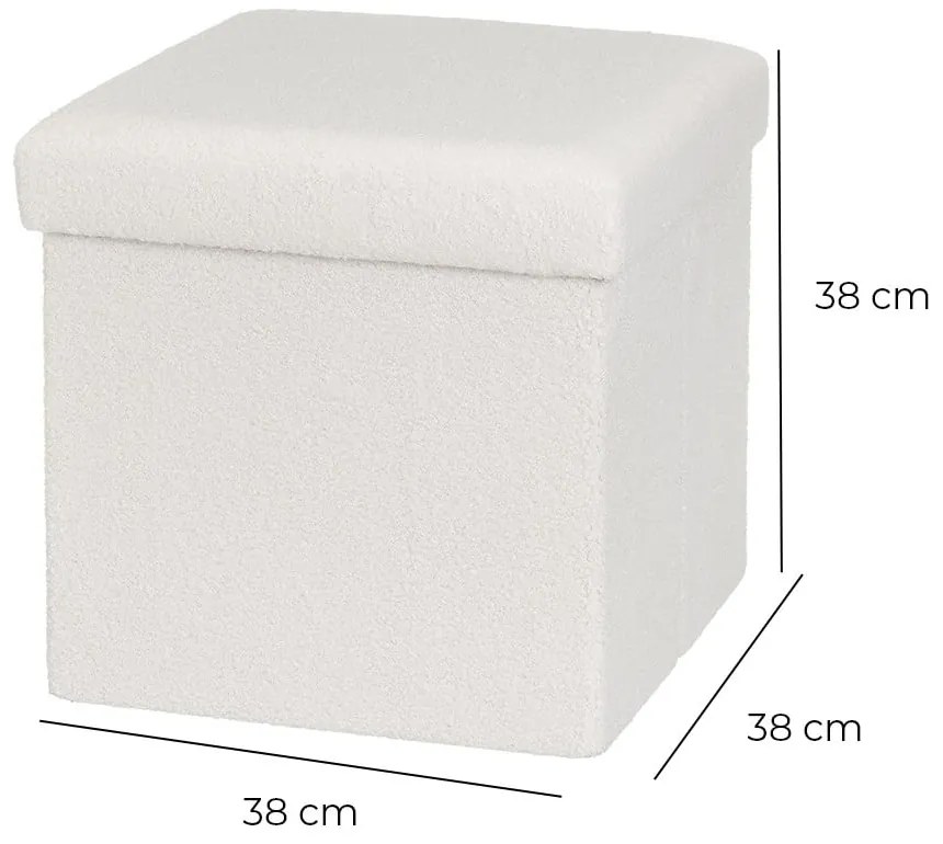 Poggiapiedi in tessuto bouclé bianco Ecru - Casa Selección