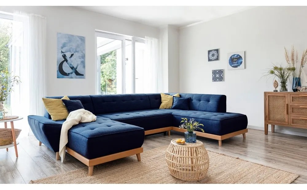 Divano letto a U blu navy, angolo destro Dazzling Daisy - Miuform
