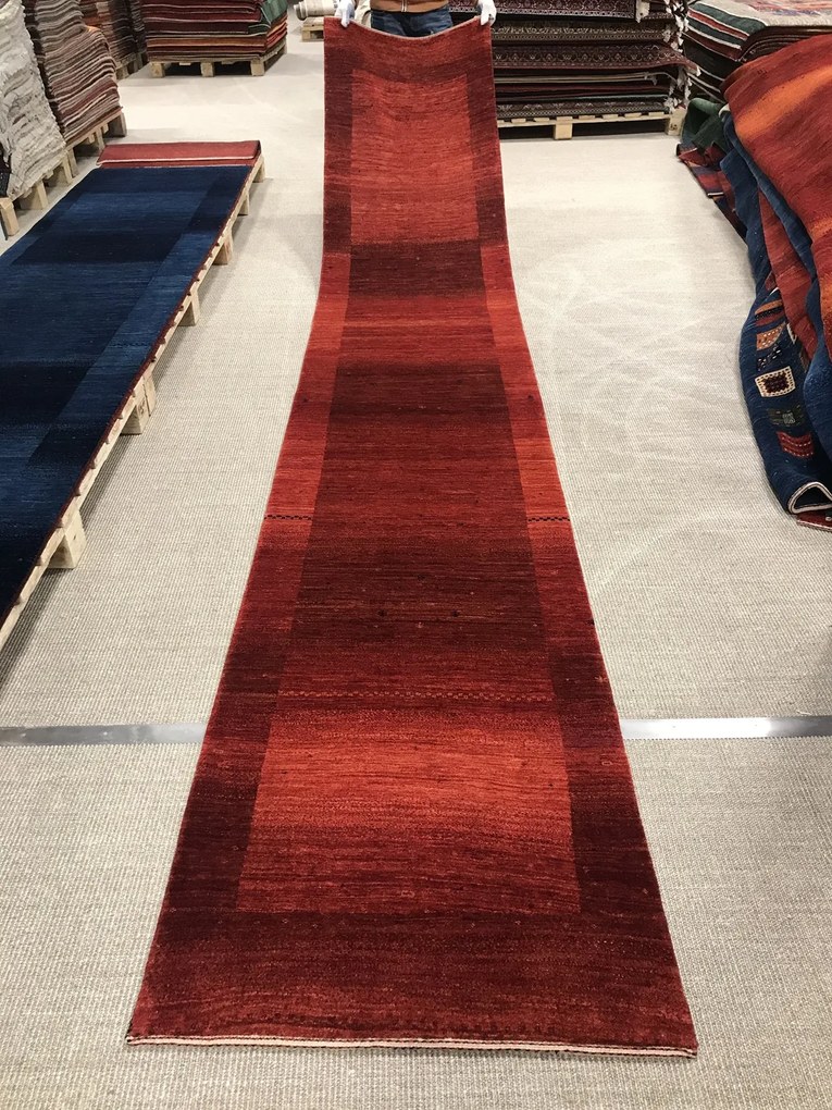 Loribaft Tappeto 80 x 420 Rosso (Iran) Annodato A Mano