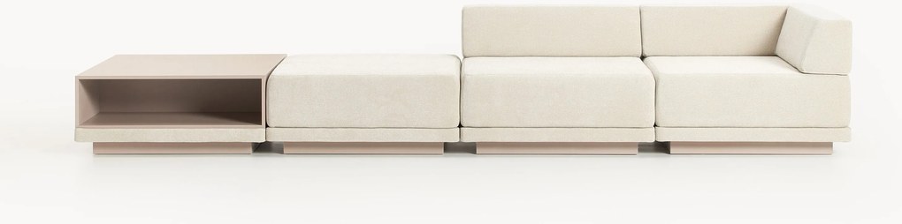 Divano componibile 4 posti con tavolino e poggiapiedi Colin