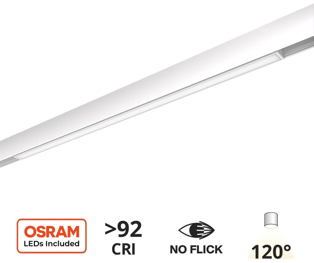 Faro LED Lineare 30W Magnetico 60cm CRI92 120° Bianco 48V Colore Bianco Caldo 3.000K