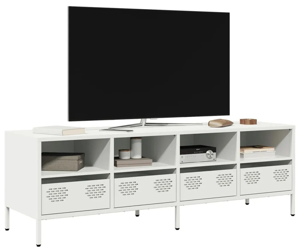 Mobile Tv Bianco 135x39x43,5 Cm İn Acciaio Laminato A Freddo /