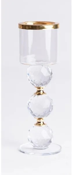 Set di 3 portacandele oro/trasparente