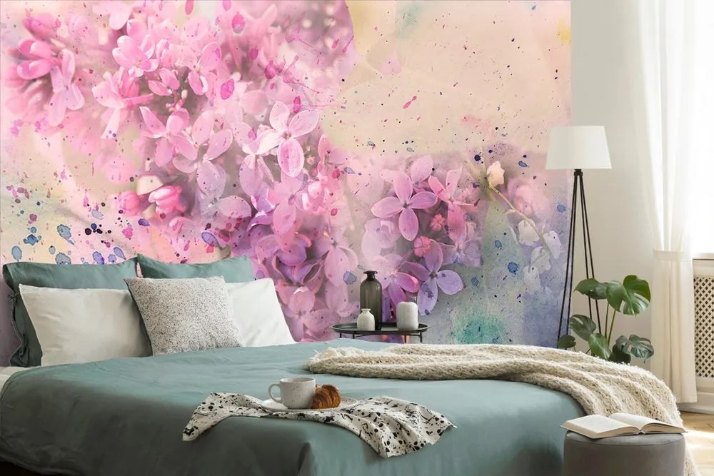 Carta da parati – Ramo di fiori rosa