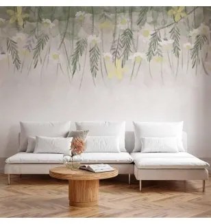 Carta da parati - Home herbarium - subtle floral motif with flowers in watercolour style Premium 200x140