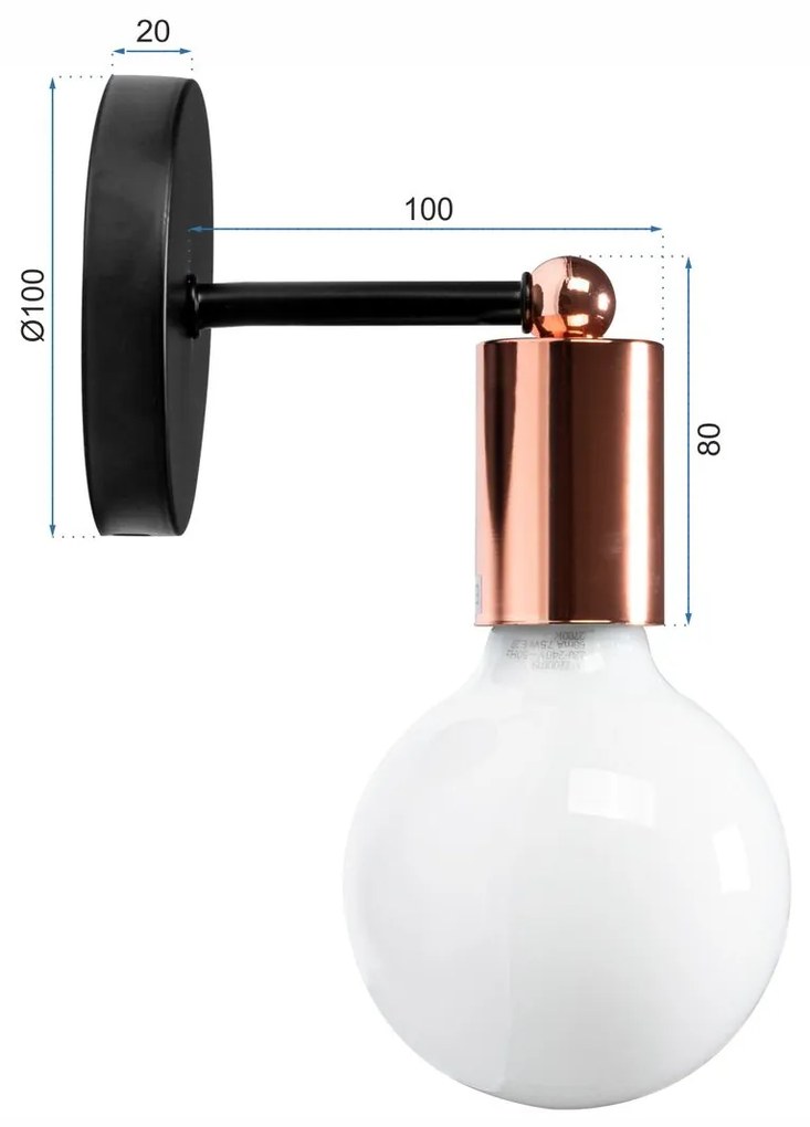 Lampada Da Muro Metallico Rose Gold 392205