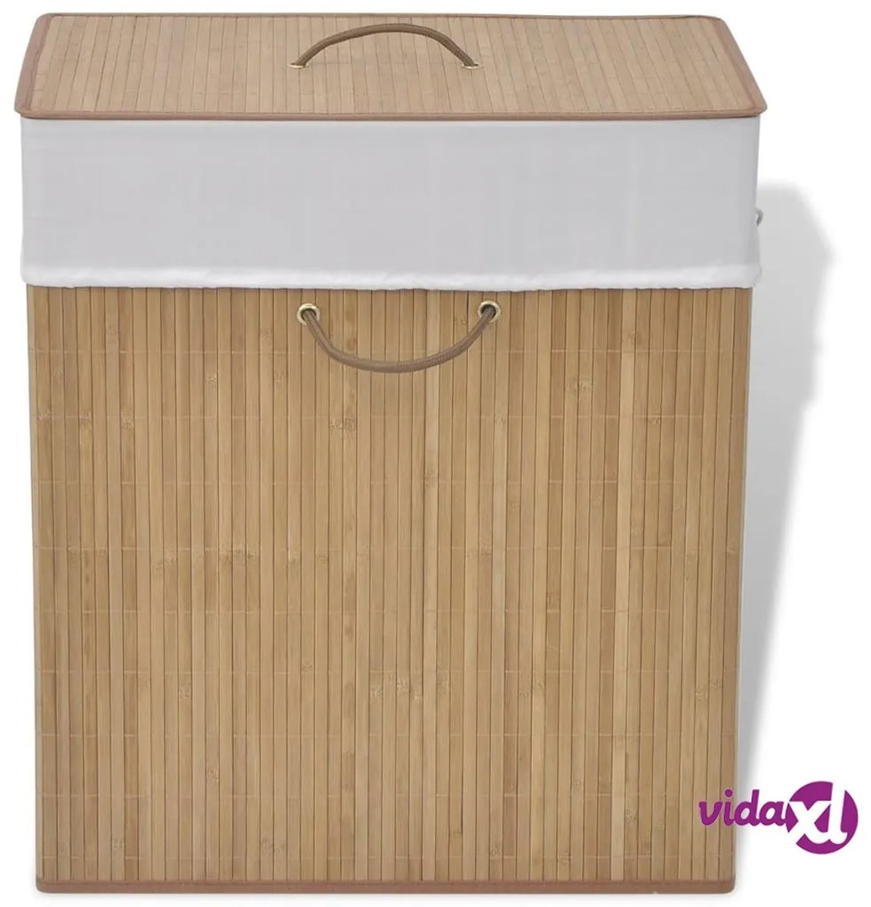 vidaXL Cesto Portabiancheria in Bambù Rettangolare Colore Naturale