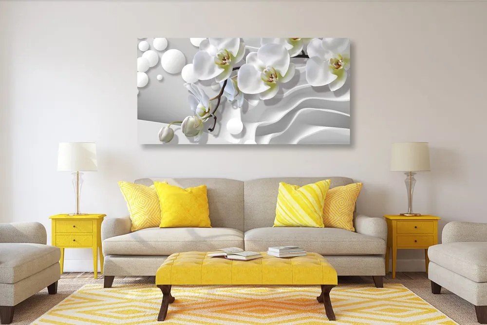 Quadro su tela – Orchidea su sfondo astratto