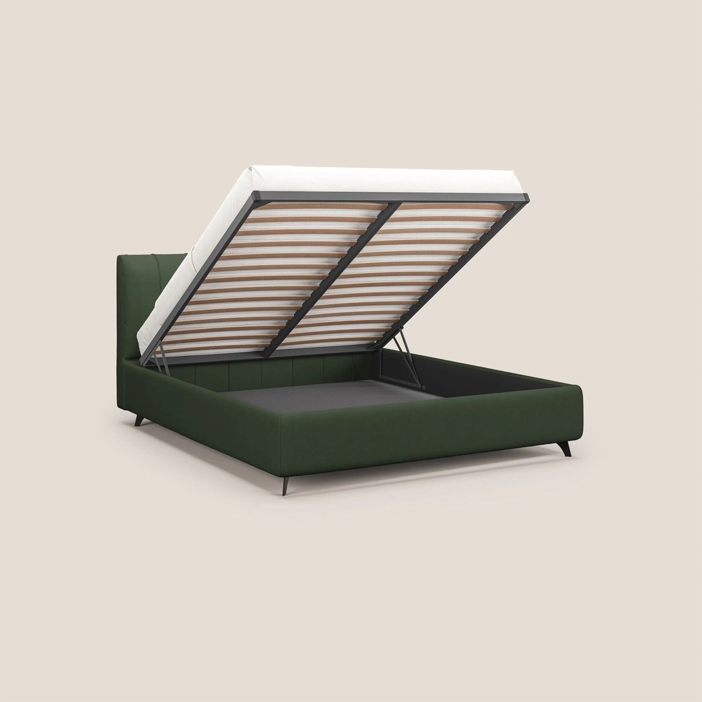Bogart letto imbottito contenitore completamente sfoderabile in microfibra smacchiabile T11 verde