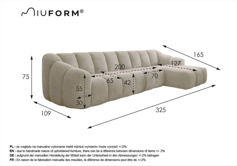 Divano angolare grigio (con penisola a destra/con chaise lounge) Shell – Miuform