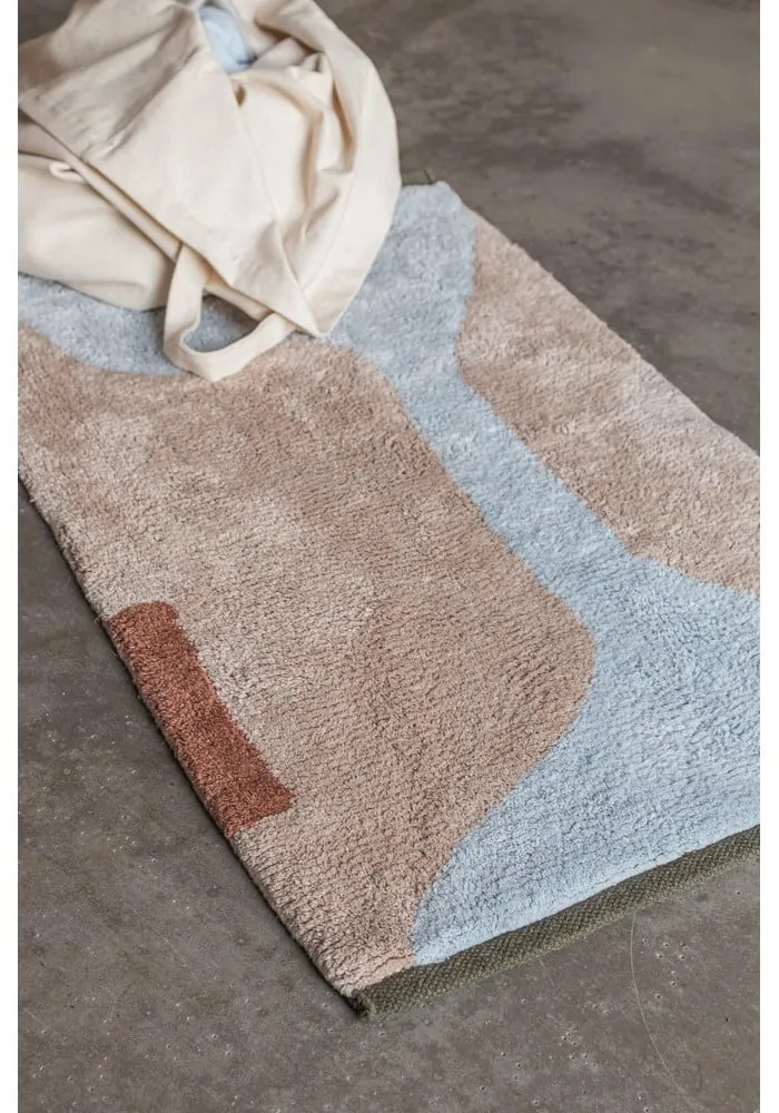 Tappeto lavabile in cotone azzurro e beige 50x80 cm Figura - Mette Ditmer Denmark