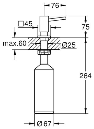 GROHE 40649000 - Dispenser per sapone CUBIC 500 ml cromo lucido