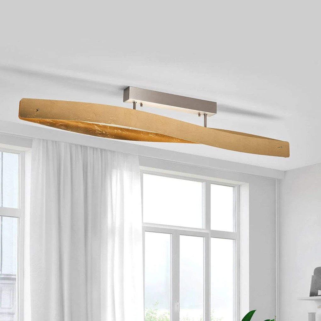 quitani Lampada LED da soffitto finitura dorata a foglia