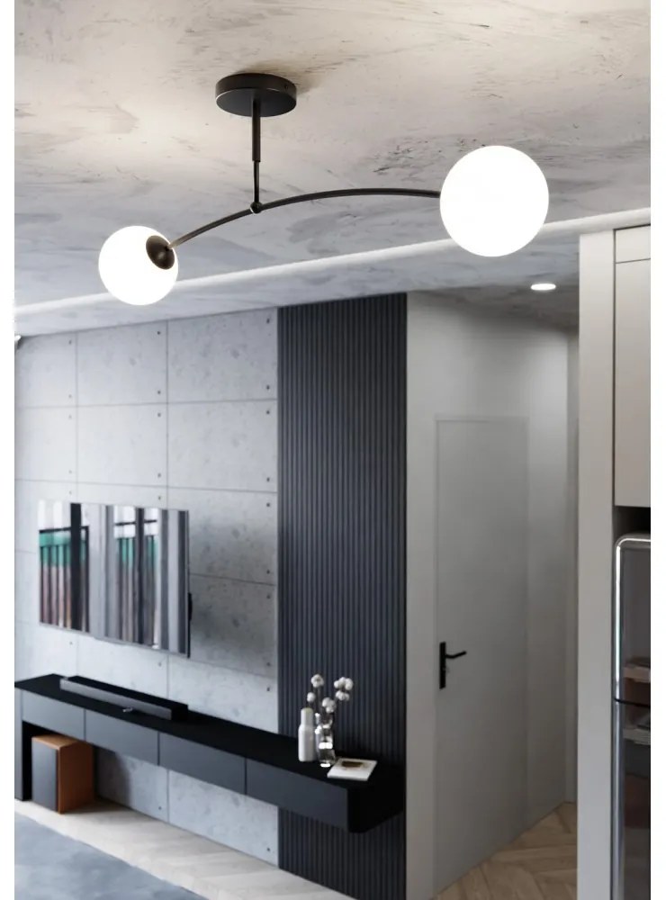 Lampadario a Sospensione in Acciaio e Vetro PREGOS 2 Nero/Bianco 2xE14 Colore del corpo Nero