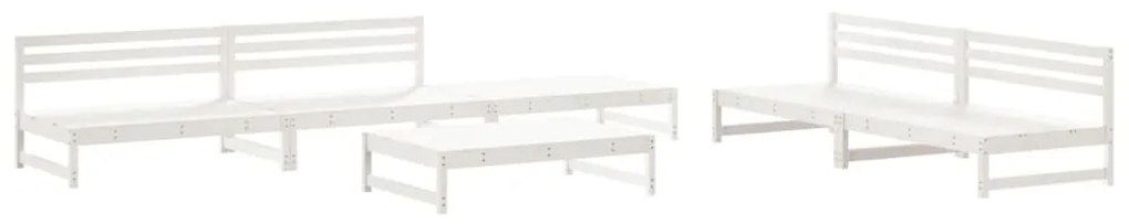 Set salotto da giardino 6 pz bianco in legno massello di pino