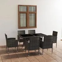 Set Mobili da Pranzo Giardino 7 pz Polyrattan Antracite Grigio 3059421