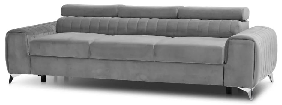 Divano grigio chiaro allungabile e rivestimento in velluto 261 cm Laurence – ELTAP