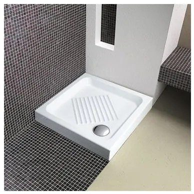 Piatto doccia quadrato 70 x 70 cm H 10 cm porcellana antiscivolo bianco