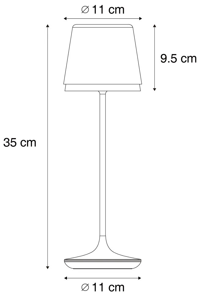 Lampada da tavolo marrone ruggine con LED IP65 ricaricabile con stazione di ricarica - Bass