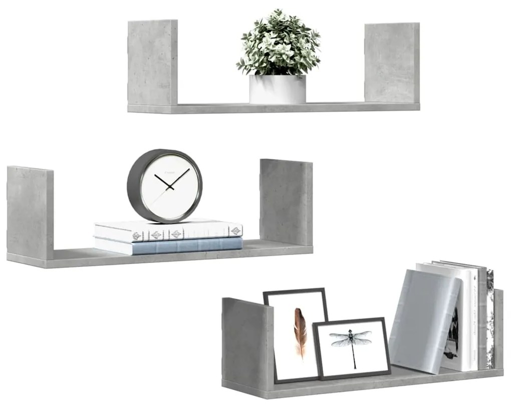 Mensole A Muro 2pz Grigio Cemento 58x18x18 Cm İn Truciolato /