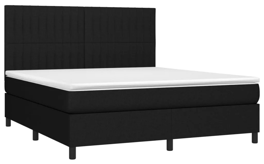 Letto a molle con materasso e led nero 180x200cm in tessuto