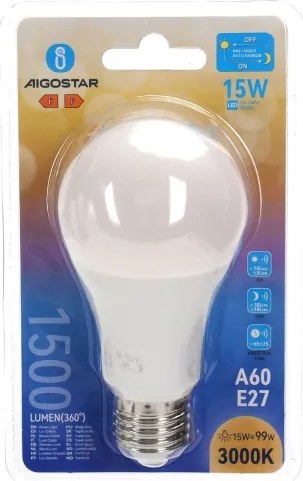Lampadina LED con sensore crepuscolare A60 E27/15W/230V 3000K - Aigostar