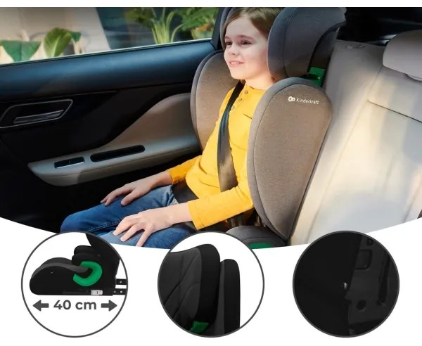 KINDERKRAFT - Seggiolino auto JUNIOR FIX 2 (100-150 cm) Graphite nero